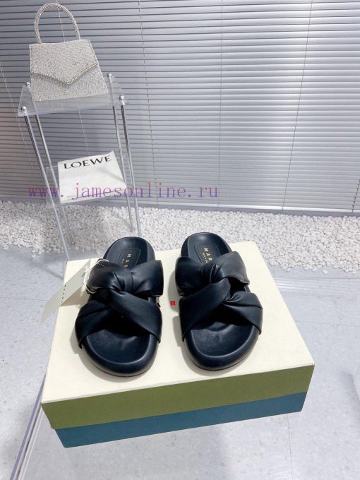 Marni 24 Spring/Summer New Sheepskin Cross SlippersThe fabric and foot pads are all made of 7jo2ne2t - Image 2