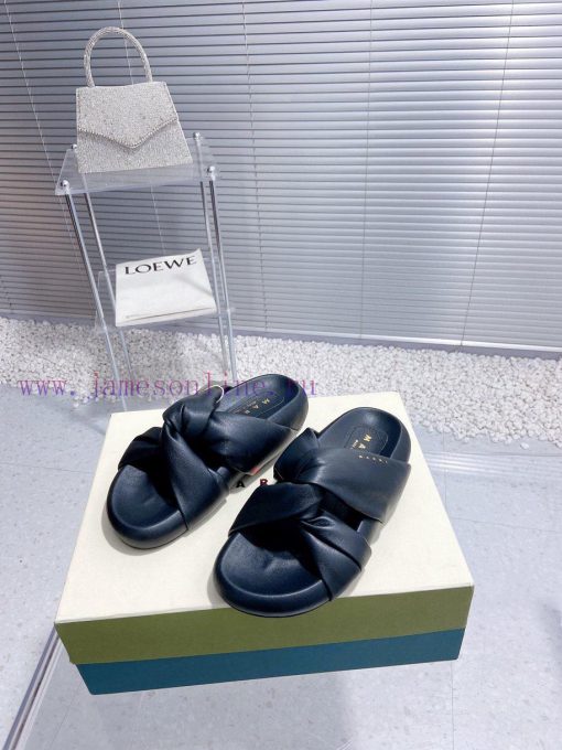 Marni 24 Spring/Summer New Sheepskin Cross SlippersThe fabric and foot pads are all made of 7jo2ne2t - Image 3