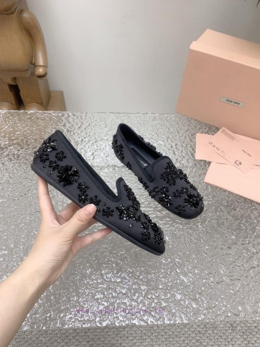High quality Miumiu Spring/Summer 2024 Fashion Show Embroidered Flower Beads Le Fu Shoes/Sli58d74jkd - Image 5