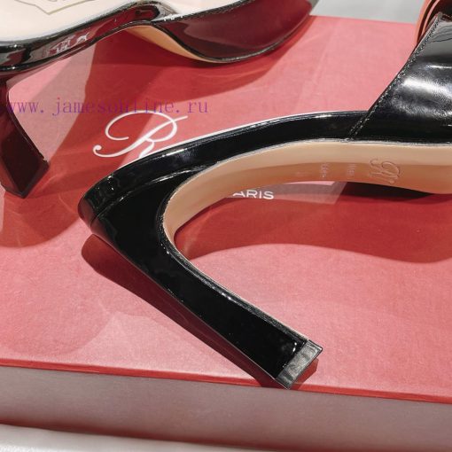 Roger Vivier RV open toed metal square buckle high-heeled slippers with cooldown, new RV earhnl3zlxn - Image 10