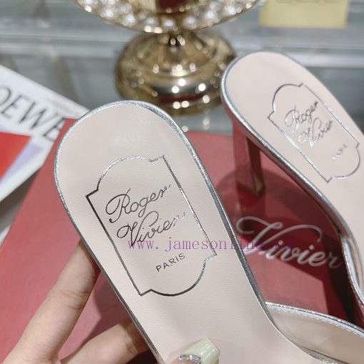 Roger Vivier RV open toed metal square buckle high-heeled slippers with cooldown, new RV earjwoof5o0 - Image 8
