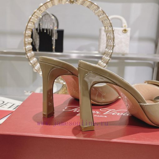Roger Vivier RV open toed metal square buckle high-heeled slippers with cooldown, new RV earcwv28lv0 - Image 8