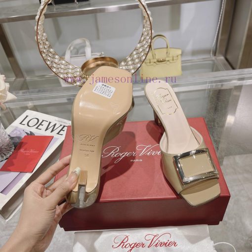 Roger Vivier RV open toed metal square buckle high-heeled slippers with cooldown, new RV earcwv28lv0 - Image 10