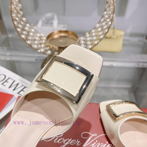 Roger Vivier RV open toed metal square buckle high-heeled slippers with cooldown, new RV earkf1jvhsl - Image 10