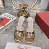 Roger Vivier RV open toed metal square buckle high-heeled slippers with cooldown, new RV ear5lco7cew