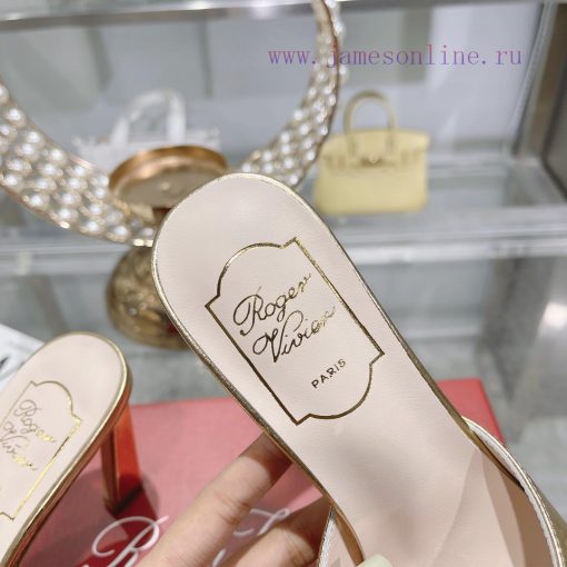 Roger Vivier RV open toed metal square buckle high-heeled slippers with cooldown, new RV ear5lco7cew - Image 8