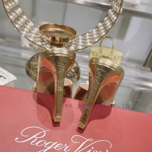 Roger Vivier RV open toed metal square buckle high-heeled slippers with cooldown, new RV ear5lco7cew - Image 9