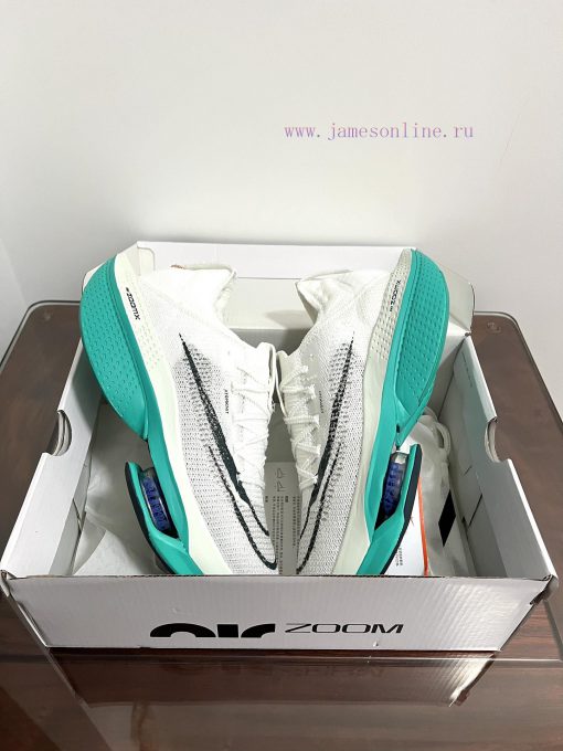 Real shot of Nike Air Zoom Alphafly Next% 2 breathable low top running shoes in white and gredha828o - Image 7