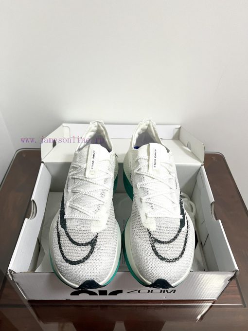 Real shot of Nike Air Zoom Alphafly Next% 2 breathable low top running shoes in white and gredha828o - Image 8