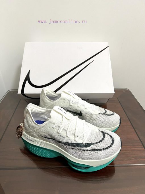 Real shot of Nike Air Zoom Alphafly Next% 2 breathable low top running shoes in white and gredha828o - Image 10