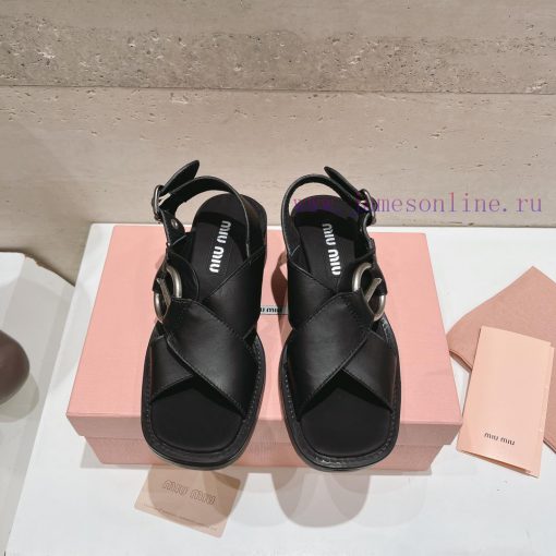Top tierMiu Miu2024 popular thick heel sandalsThe Miu in the market is really girlish, with wjluc003 - Image 2