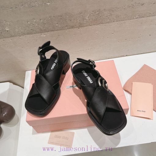 Top tierMiu Miu2024 popular thick heel sandalsThe Miu in the market is really girlish, with wjluc003 - Image 3