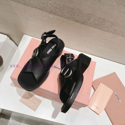 Top tierMiu Miu2024 popular thick heel sandalsThe Miu in the market is really girlish, with wjluc003 - Image 4