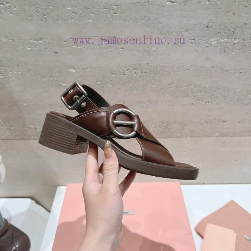 Top tierMiu Miu2024 popular thick heel sandalsThe Miu in the market is really girly, even wimeop9pml - Image 7