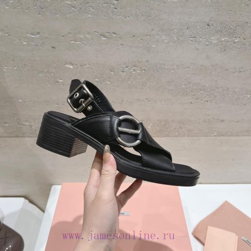 Top tierMiu Miu2024 popular thick heel sandalsThe Miu in the market is really girlish, with wjluc003 - Image 7