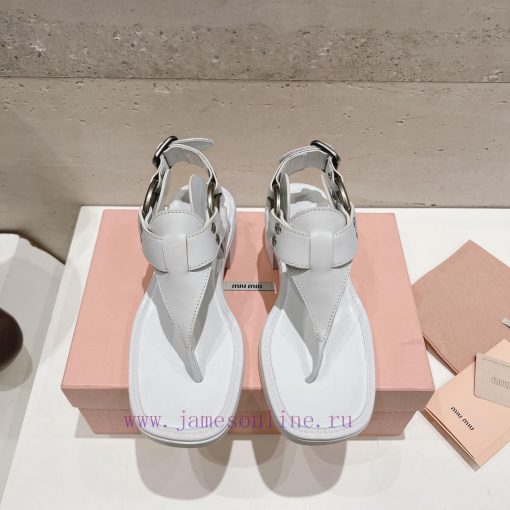 Top tierMiu Miu2024 popular thick heel sandalsThe Miu in the market is really girlish, with w7gepwpg - Image 2