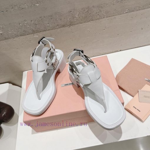 Top tierMiu Miu2024 popular thick heel sandalsThe Miu in the market is really girlish, with w7gepwpg - Image 3