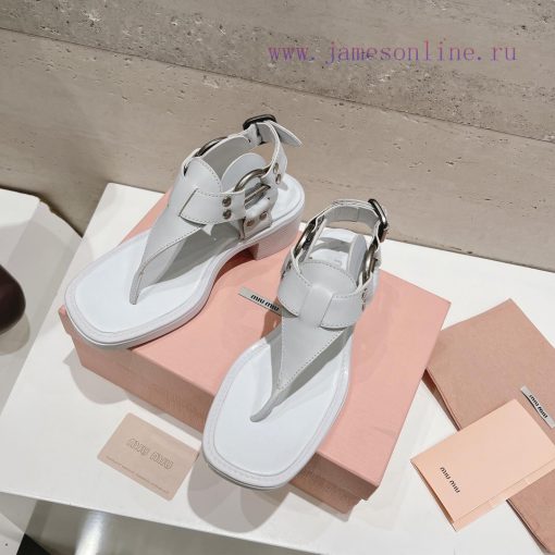 Top tierMiu Miu2024 popular thick heel sandalsThe Miu in the market is really girlish, with w7gepwpg - Image 5