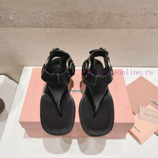 Top tierMiu Miu2024 popular thick heel sandalsThe Miu in the market is really girlish, with yrpl76ty - Image 2
