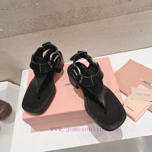 Top tierMiu Miu2024 popular thick heel sandalsThe Miu in the market is really girlish, with yrpl76ty - Image 3