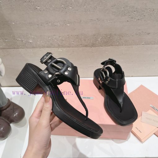 Top tierMiu Miu2024 popular thick heel sandalsThe Miu in the market is really girlish, with yrpl76ty - Image 6