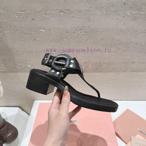 Top tierMiu Miu2024 popular thick heel sandalsThe Miu in the market is really girlish, with yrpl76ty - Image 7