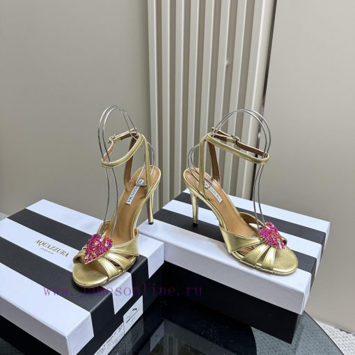 AQUAZZURA Golden Pineapple 2024 𝐒𝐒𝐧𝐞𝐰 Spring/Summer New Diamond Button SandalsAquazzura/Pineil0hrs8o - Image 4