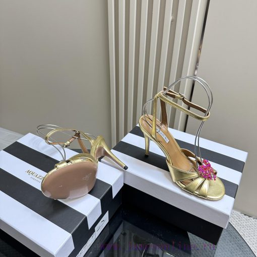 AQUAZZURA Golden Pineapple 2024 𝐒𝐒𝐧𝐞𝐰 Spring/Summer New Diamond Button SandalsAquazzura/Pineil0hrs8o - Image 5