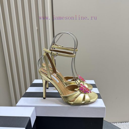 AQUAZZURA Golden Pineapple 2024 𝐒𝐒𝐧𝐞𝐰 Spring/Summer New Diamond Button SandalsAquazzura/Pineil0hrs8o - Image 6