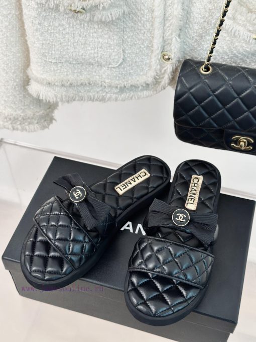 Chanel | Chanel 24c New Product LinggeThick soled bow double C slippersA must-have cool mop ti4llrsw - Image 3