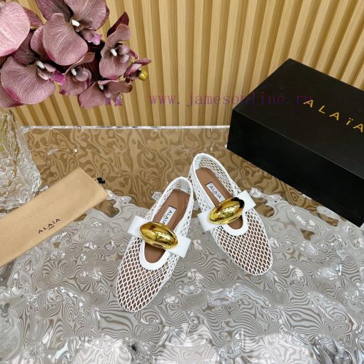 ALAIA | French high-end high-end high-end high-end brand mesh hollow ballet single shoe supef59xd07w - Image 3