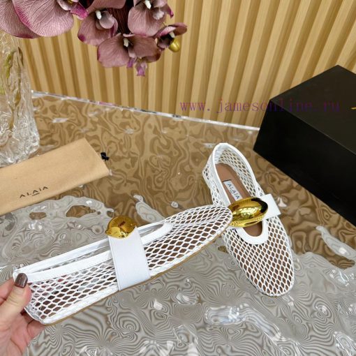 ALAIA | French high-end high-end high-end high-end brand mesh hollow ballet single shoe supef59xd07w - Image 4