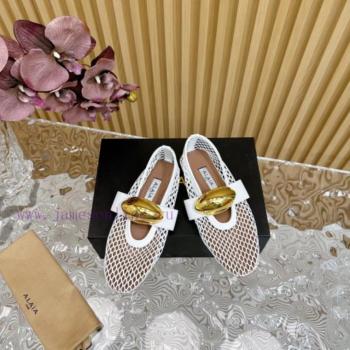 ALAIA | French high-end high-end high-end high-end brand mesh hollow ballet single shoe supef59xd07w - Image 7