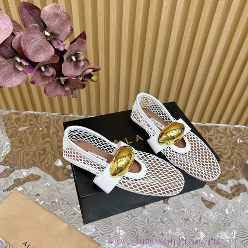 ALAIA | French high-end high-end high-end high-end brand mesh hollow ballet single shoe supef59xd07w - Image 8