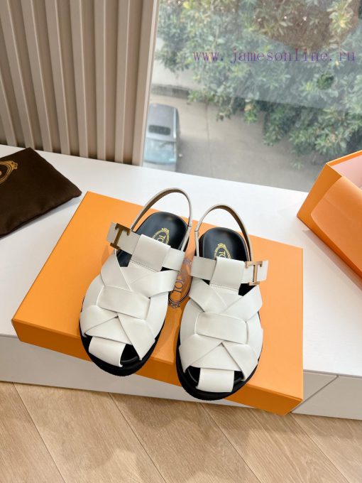 Tods 2024 Fashion Show Roman Sandals Pig Cage ShoesHand woven leather with retro and fashionxktow9ob - Image 5