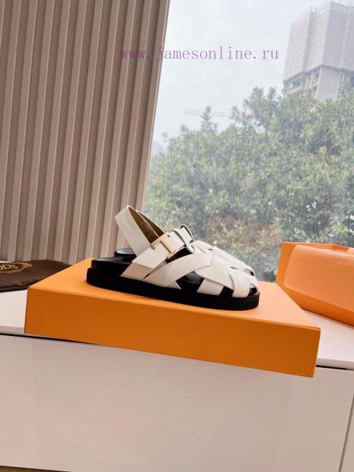 Tods 2024 Fashion Show Roman Sandals Pig Cage ShoesHand woven leather with retro and fashionxktow9ob - Image 7