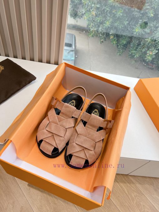 Tods 2024 Fashion Show Roman Sandals Pig Cage ShoesHand woven leather with retro and fashionpip8ah20