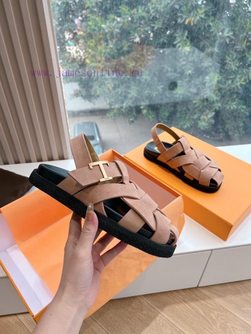 Tods 2024 Fashion Show Roman Sandals Pig Cage ShoesHand woven leather with retro and fashionpip8ah20 - Image 4
