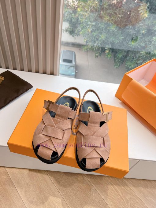Tods 2024 Fashion Show Roman Sandals Pig Cage ShoesHand woven leather with retro and fashionpip8ah20 - Image 5