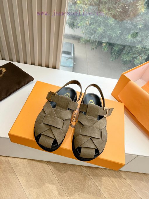 Tods 2024 Fashion Show Roman Sandals Pig Cage ShoesHand woven leather with retro and fashion7bhquhmx - Image 5