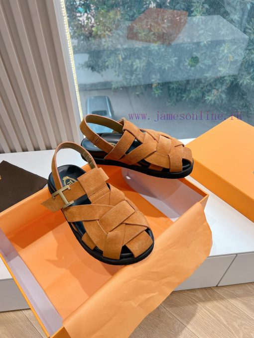 Tods 2024 Fashion Show Roman Sandals Pig Cage ShoesHand woven leather with retro and fashiong67hwqim - Image 3