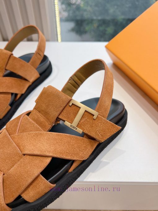 Tods 2024 Fashion Show Roman Sandals Pig Cage ShoesHand woven leather with retro and fashiong67hwqim - Image 8