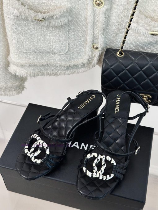 Chanel | Chanel 24C New ProductRetro Double C Coarse Heel SandalsThe shoe upper is made of i18ysc7av - Image 3