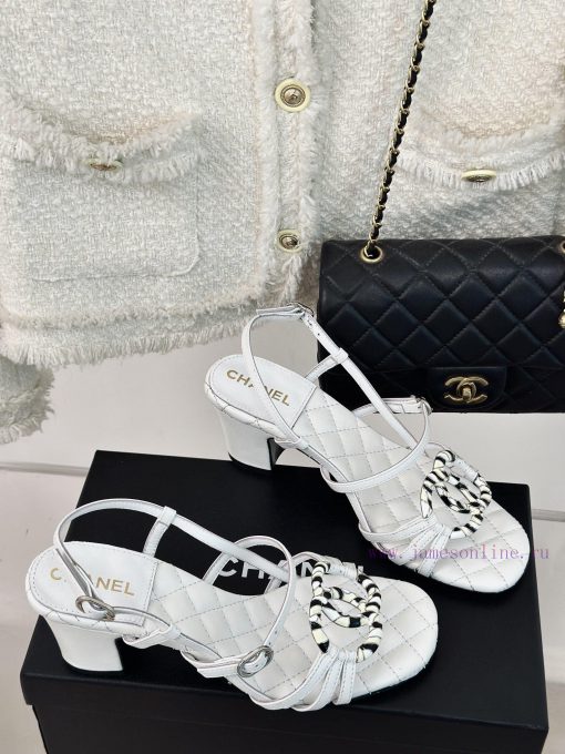Chanel | Chanel 24C New ProductRetro Double C Coarse Heel SandalsThe shoe upper is made of i19hznfoh - Image 4