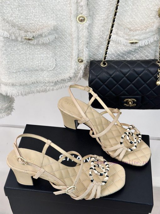 Chanel | Chanel 24C New ProductRetro Double C Coarse Heel SandalsThe shoe upper is made of iw90jvelk - Image 4