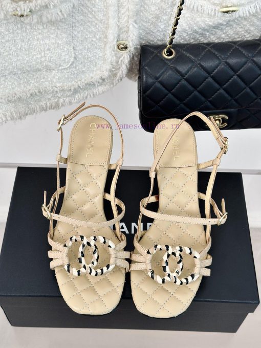 Chanel | Chanel 24C New ProductRetro Double C Coarse Heel SandalsThe shoe upper is made of iw90jvelk - Image 5