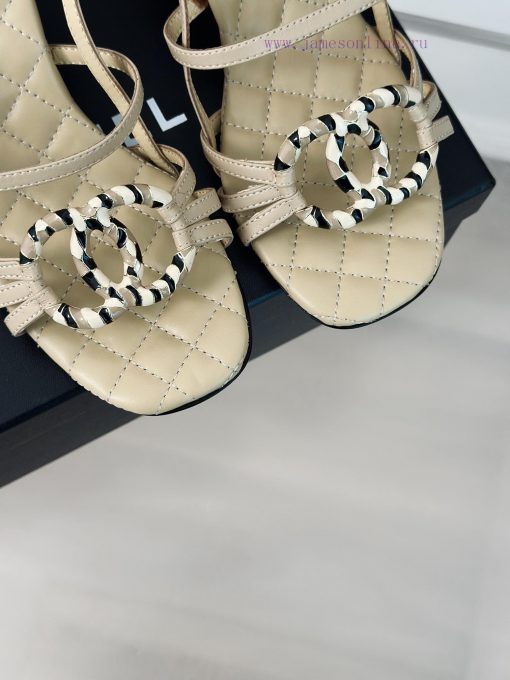 Chanel | Chanel 24C New ProductRetro Double C Coarse Heel SandalsThe shoe upper is made of iw90jvelk - Image 8