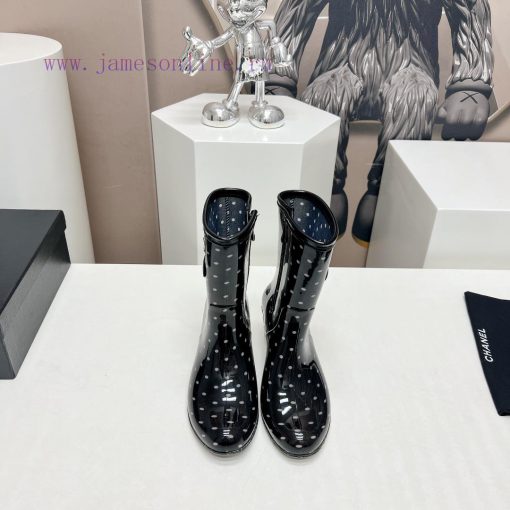 Top tierC * HANEL Chanel 24vs Summer Hot Rain Boots SeriesRound headed printed slope and rait0z0t1mn - Image 2