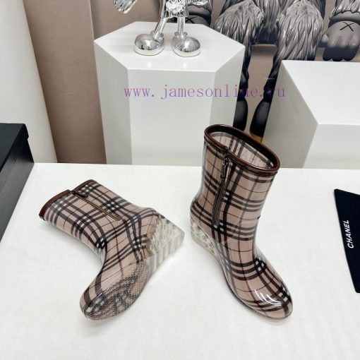 Top tierC * HANEL Chanel 24vs Summer Hot Rain Boots SeriesRound headed printed slope and raip97oc8y4 - Image 5