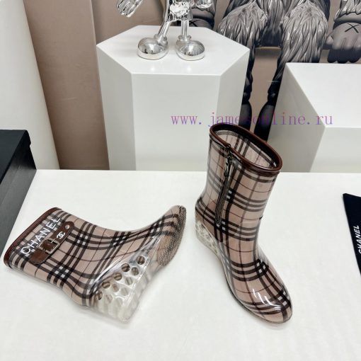 Top tierC * HANEL Chanel 24vs Summer Hot Rain Boots SeriesRound headed printed slope and raip97oc8y4 - Image 10